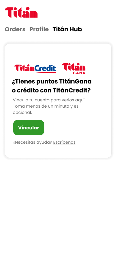 Mi Titán en el teléfono: invitación a vincular la cuenta de Titán Gana y TitánCredit